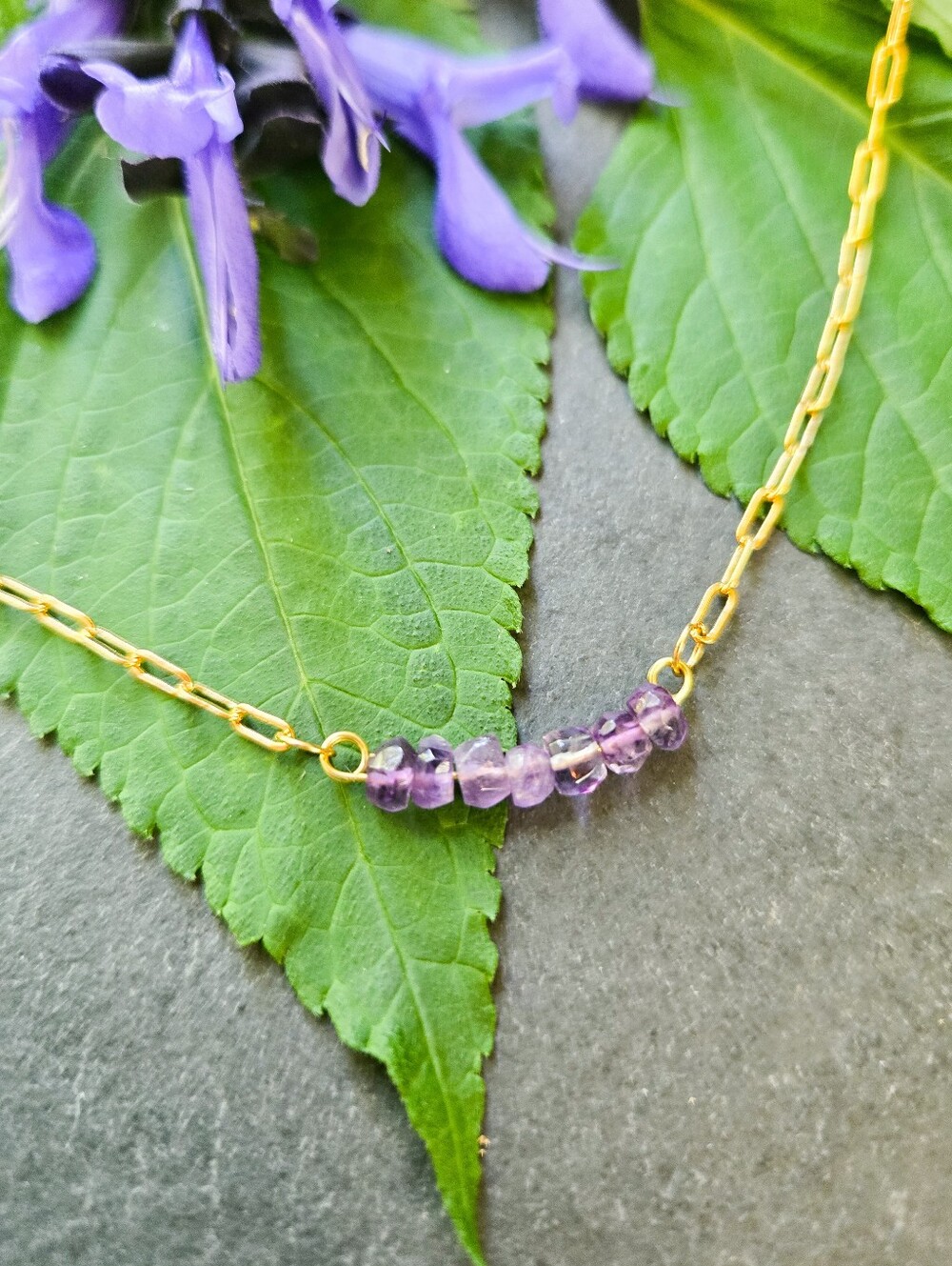 NWT Amethyst 24k Gold-Plated Paperclip Chain Bracelet